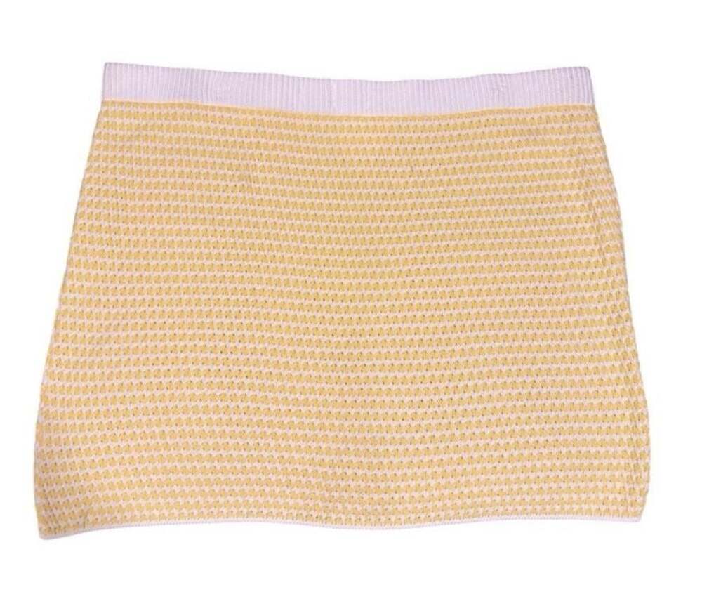 Future Collective Alani Noelle Yellow White Knitted Mini Skirt Size 2X NWT